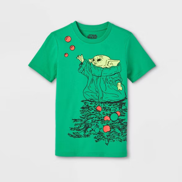 Kids' Star Wars Baby Yoda Tree Short Sleeve Graphic T-Shirt - Green | Target