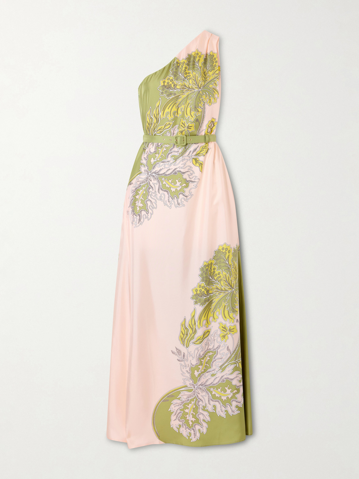 La DoubleJ - Roy One-shoulder Belted Floral-print Silk-twill Maxi Dress - Pink | NET-A-PORTER (US)