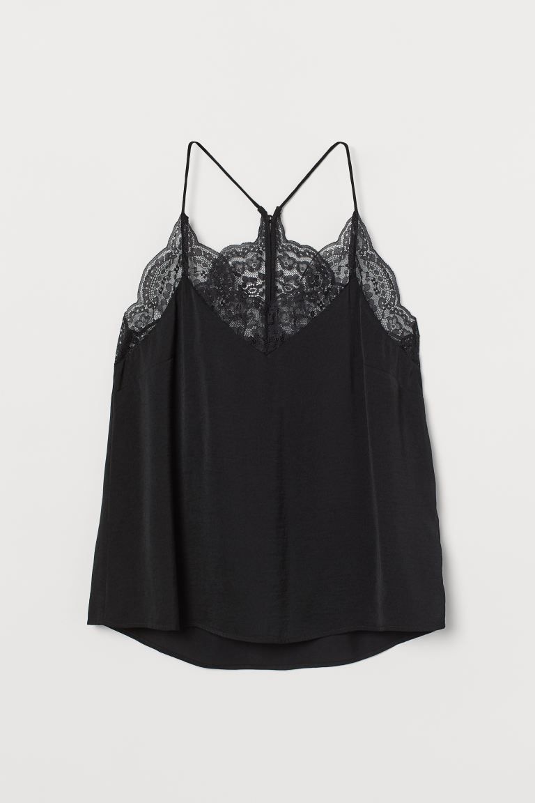 Lace-detail Satin Camisole Top | H&M (US)