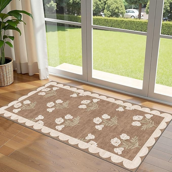 Front Door Mat Indoor Entrance - 2x4.3 Ft Floral Washable Layered Doormat Outdoor Entrance Porch ... | Amazon (US)