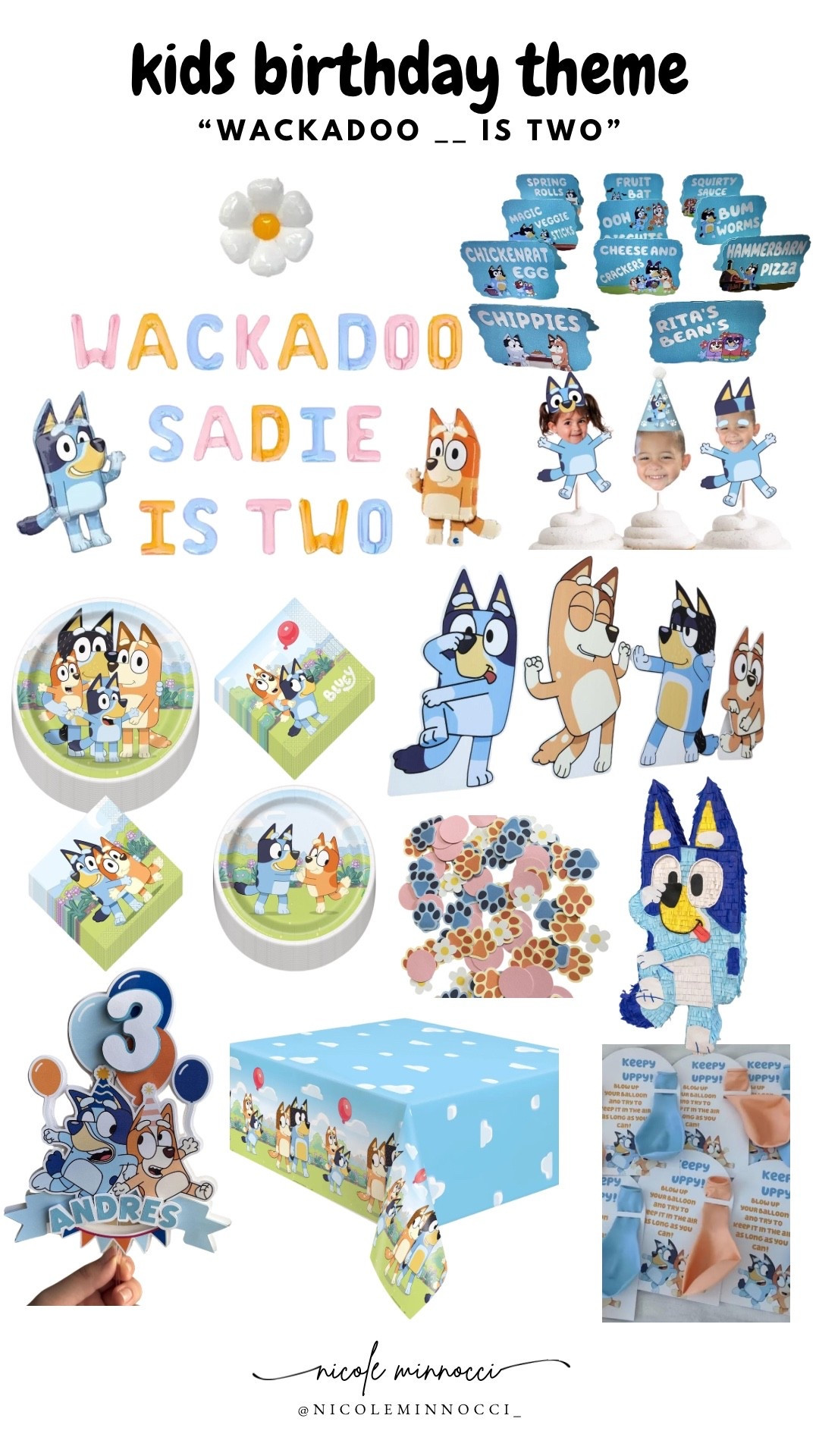 Kids birthday theme- Bluey! 
Wackadoo __ is two!

Birthday parties, etsy, birthday party themes. 

#LTKmomlife #LTKBaby #LTKKids