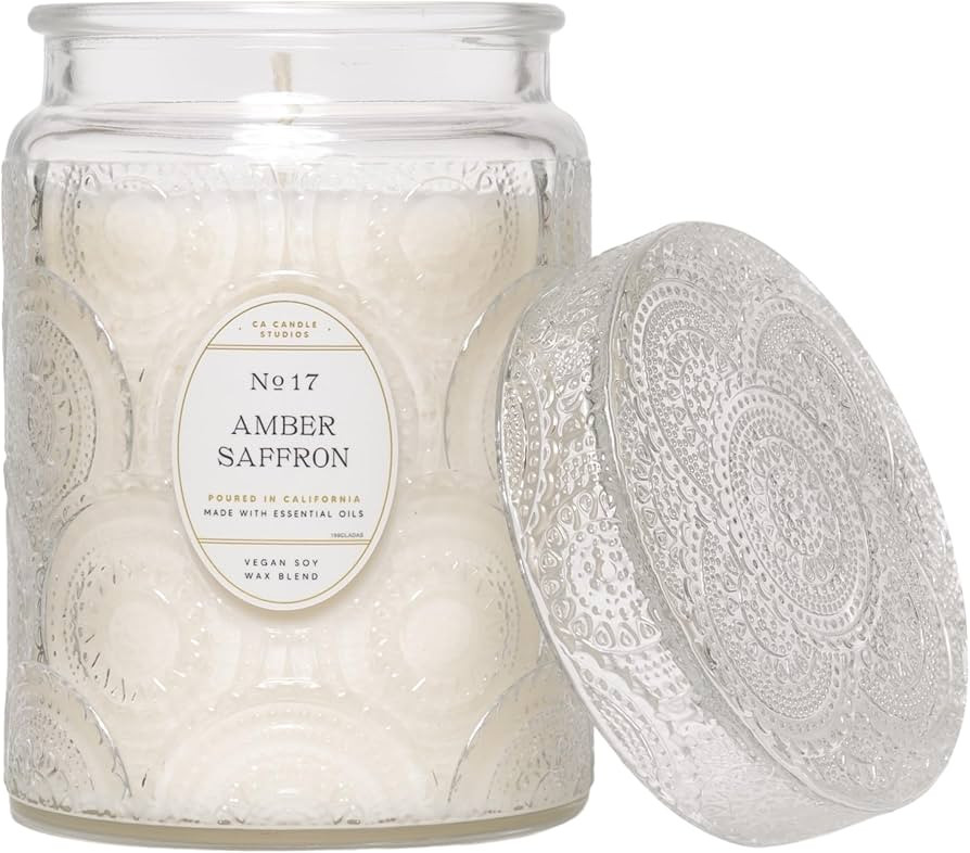 Poured in California | Amber Saffron, Scented Candle | Heirloom Collection | 18oz | 80 Hour Burn ... | Amazon (US)