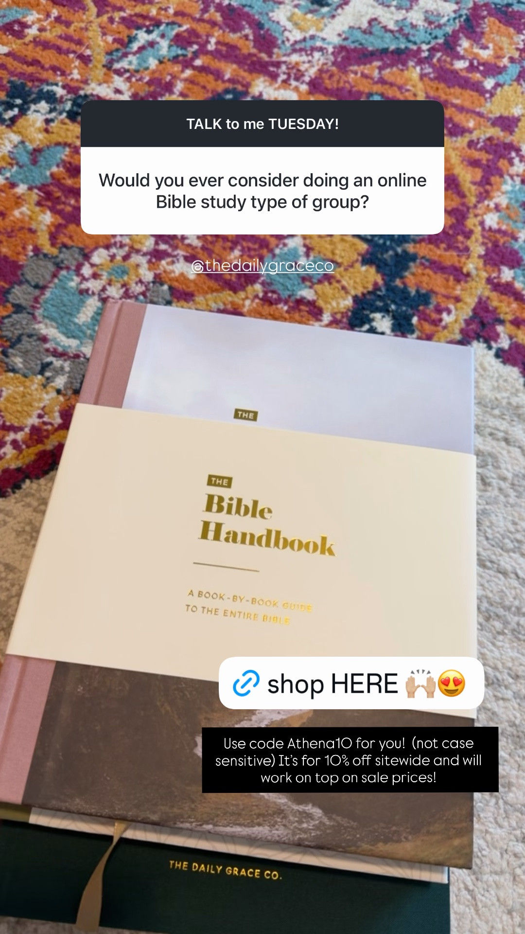 @The Daily Grace Co. we’re so gracious to give us a code to stack on top of sales. So many great studies and mugs. Be sure to check it out and use athena10 at checkout!!

#LTKmomlife