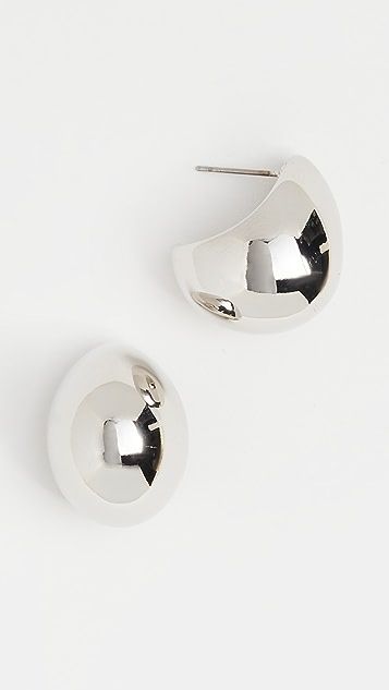 1" Polished Silver Dome Pierced Earrings | Shopbop