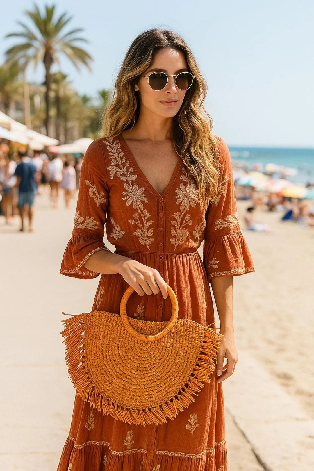 Raffia Straw Suitcase with Fringe – Stylish Orange Beach Handbag, Tote & Crossbody for Vacation | Etsy (US)