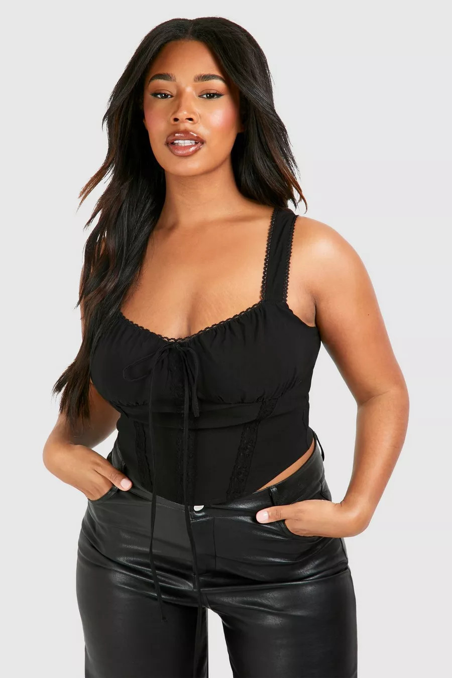 Plus Milkmaid Bengaline Corset Top | boohoo (US & Canada)