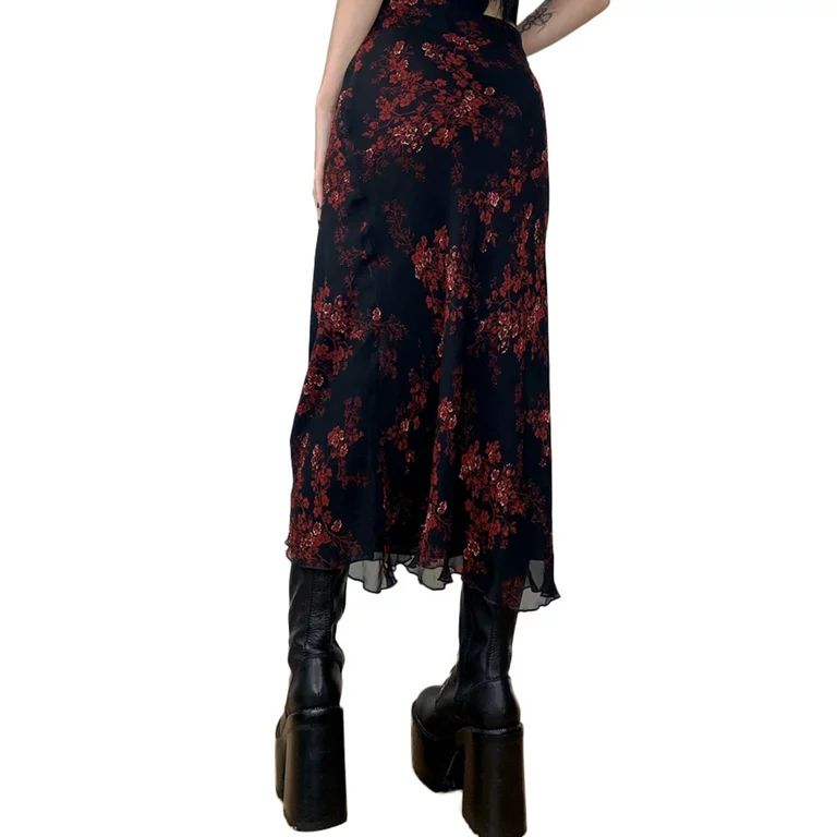 Inevnen Women 's Fairy Grunge Midi Skirts High Waist Art Print A-Line Long Skirt 90s E-Girls Stre... | Walmart (US)