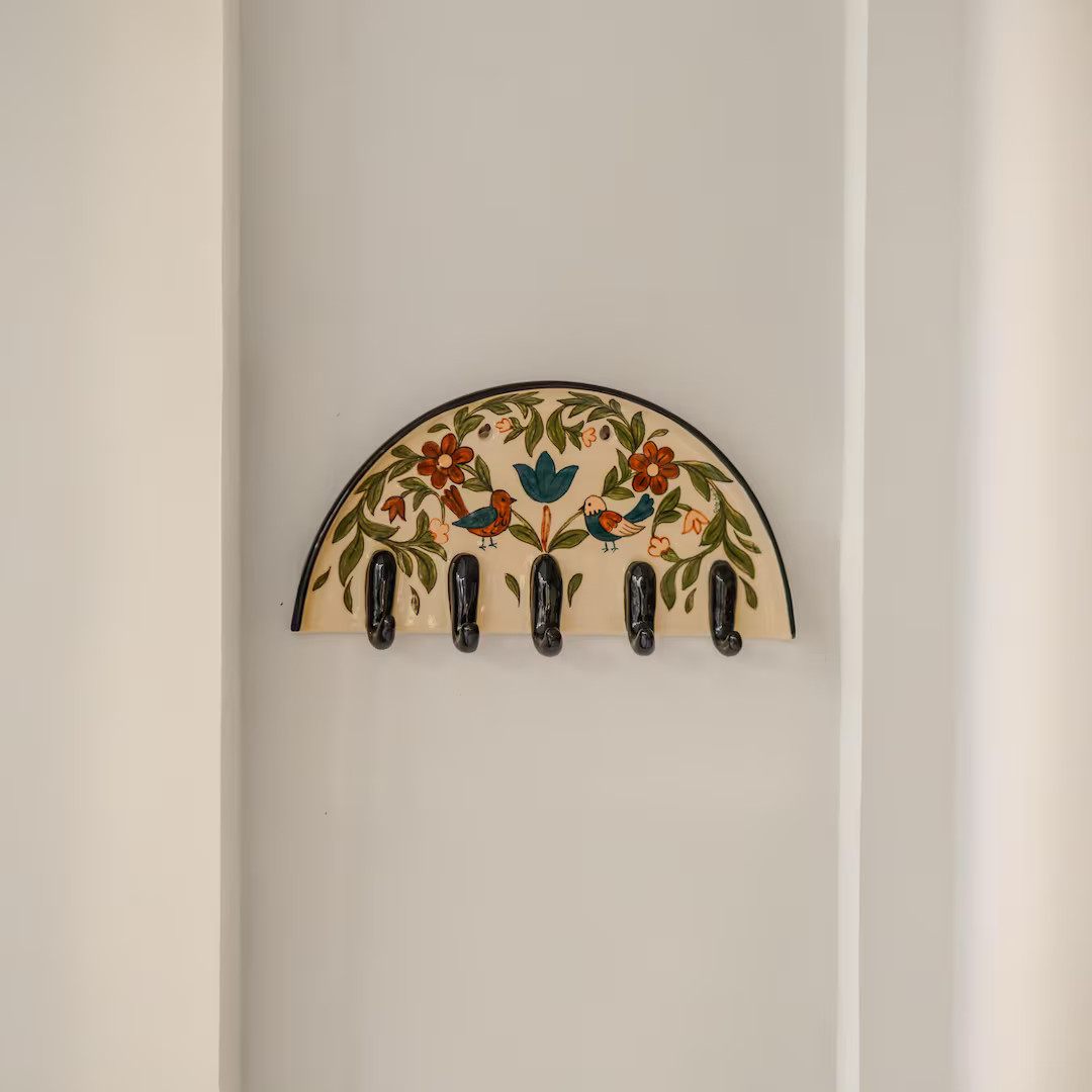 Handmade Ceramic Key Rack: Bird & Floral Vintage Home Decor - Etsy | Etsy (US)