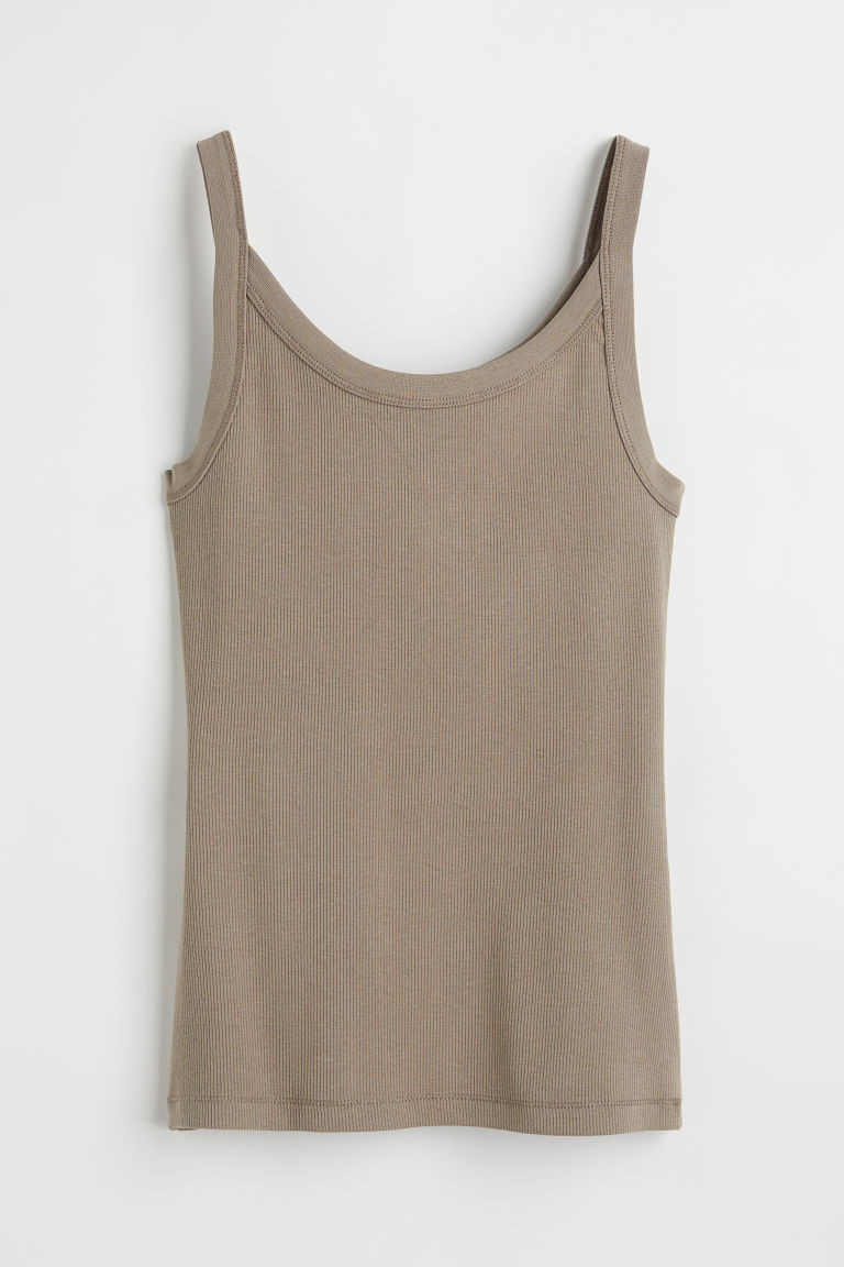 H & M - Cotton Tank Top - Brown | H&M (US + CA)