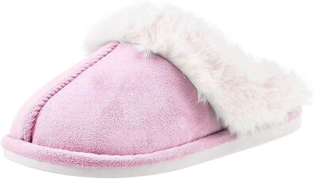 ZriEy Womens Suede Comfy Slippers Memory Foam Fluffy Warm Non-Slip Comfortable Slip-on House Shoe... | Amazon (US)