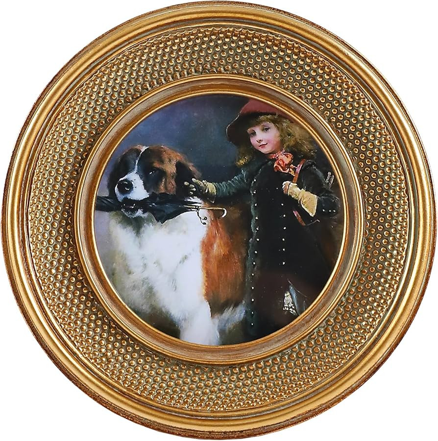 Vintage Antique Bronze Round Picture Frames with Beaded Border - Ornate for Tabletop and Wall Mou... | Amazon (US)