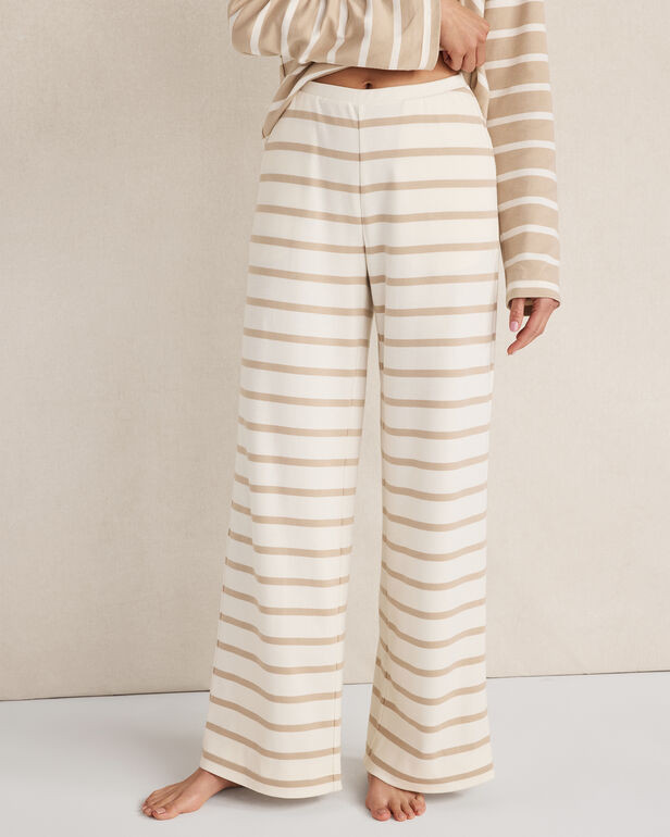 Brushed Cotton Interlock Stripe Pants | Haven Well Within