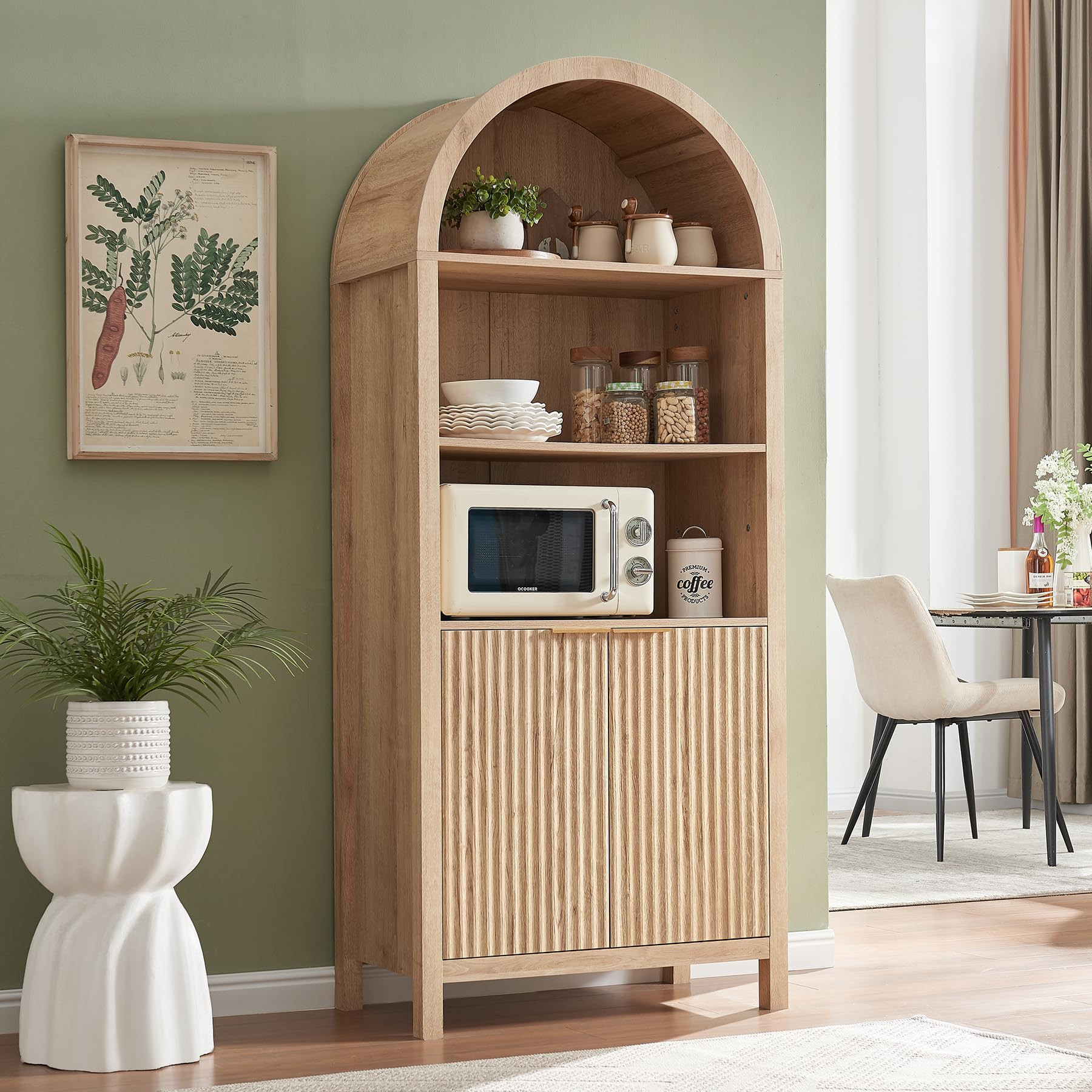 Arched Cabinet Bookshelf Bookcase - 71” Tall Mid Century Arched Display Cabinets, Rounded Books... | Amazon (US)