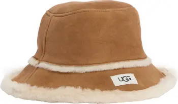 UGG® Sheepskin Genuine Shearling Trimmed Bucket Hat | Nordstromrack | Nordstrom Rack