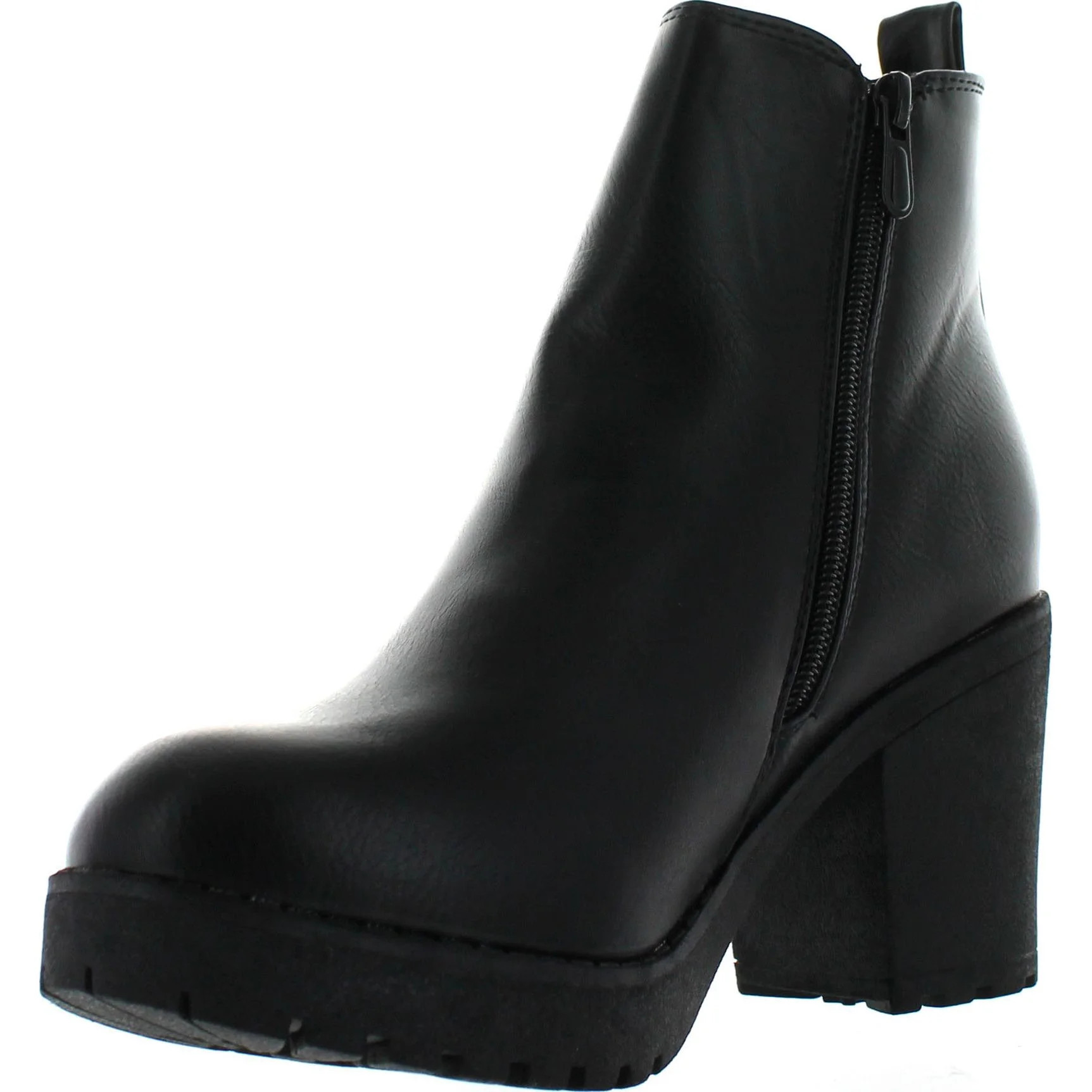 Refresh CLUB-01 Women's Elastic Panel Slip On Chunky Heel Ankle Booties, Black, 7 - Walmart.com | Walmart (US)