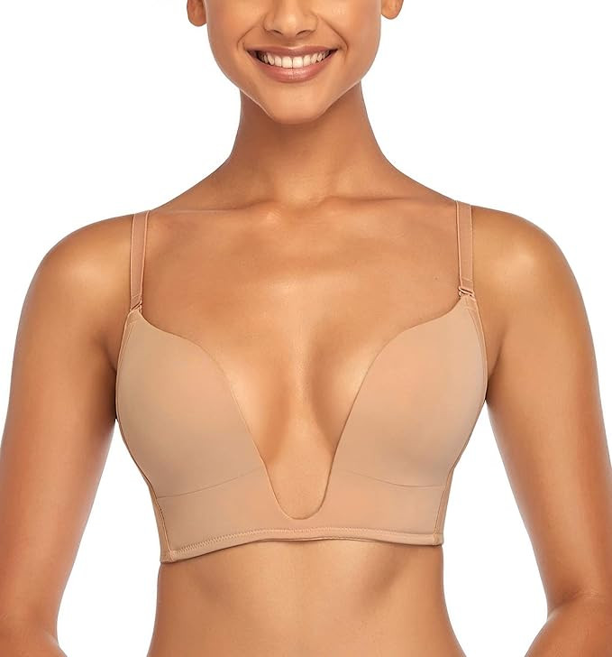 DotVol Women's Deep Plunge Bra Convertible Push up Low Cut Seamless Wireless Bra | Amazon (US)