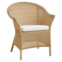 Cane-line Lansing Coastal Natural Woven White Seat Cushion Outdoor Arm Chair | Kathy Kuo Home
