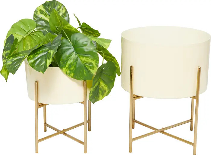 VIVIAN LUNE HOME Cream Metal Modern Planter with Removable Stand - Set of 2 | Nordstromrack | Nordstrom Rack