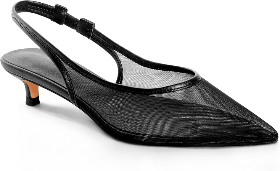 Kitten Heel Pump Shoes Mesh Heels for Women Pointed Toe Slingback Heels | Amazon (US)