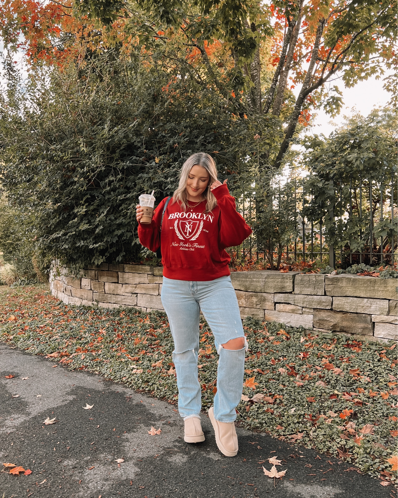 Casual midsize fall outfit - sized up to XL in the red graphic sweatshirt for an oversized fit. It’s so cozy and soft inside! My all time fave Abercrombie jeans are TTS, I wear 32. I’m usually a 9.5-10 in shoes and wear a 10 in the Ugg Tazz platforms


#LTKautumn #LTKstyletip #LTKmidsize