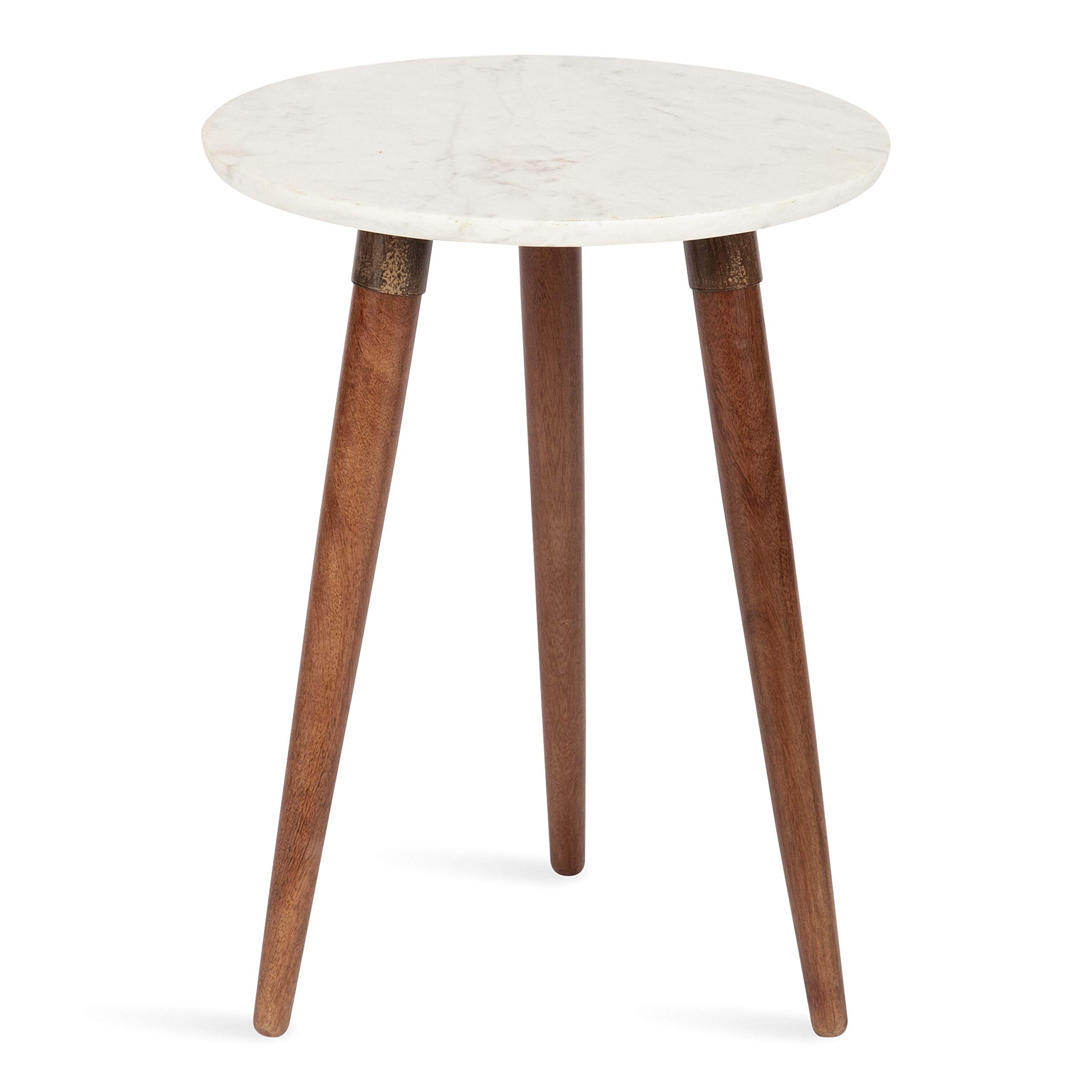 Kate and Laurel Rumsen Round Side Table, 16 x 16 x 21, White and Walnut Brown, Modern Tripod End Tab | Amazon (US)
