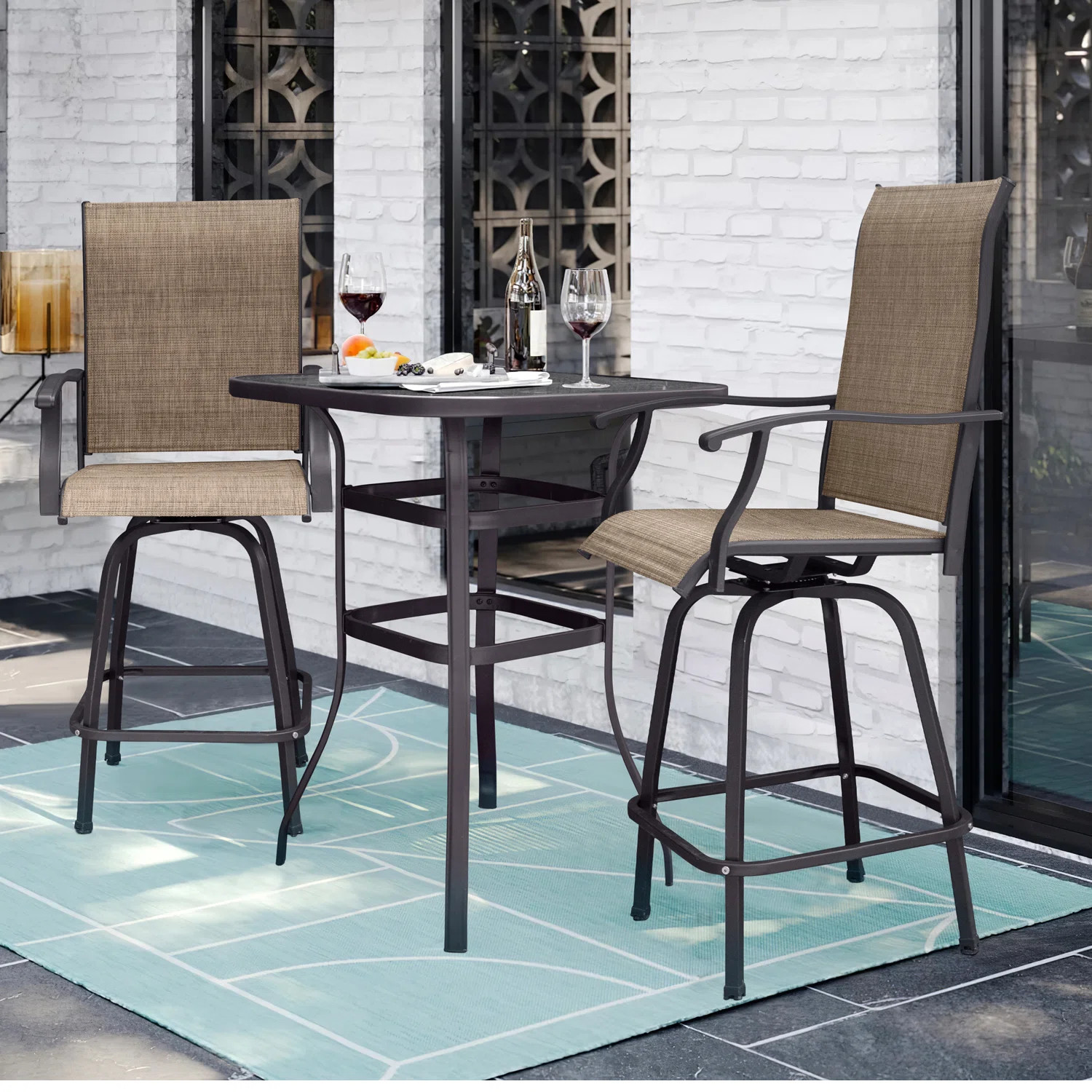 Genisus 2 - Person Metal Patio Dining Set with Square Table | Wayfair North America