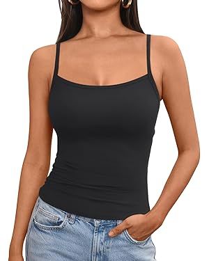 Trendy Queen Womens Summer Camisole Sleeveless Square Neck Tank Tops Basic Shirt | Amazon (US)