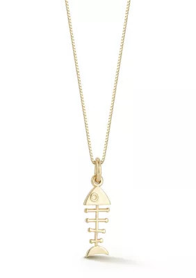 Ember Fine Jewelry 14K Gold Fish Pendant Necklace, Made in Italy | Belk