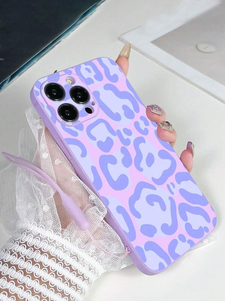 1pc Purple TPU Leopard Print Shockproof Phone Case And 1pc Purple Silicone Wrist Strap, Compatible With Apple/Android Smartphones Including 13/13 Pro/13 Pro Max, 16 Pro Max, 17 Pro Max, 15 | SHEIN