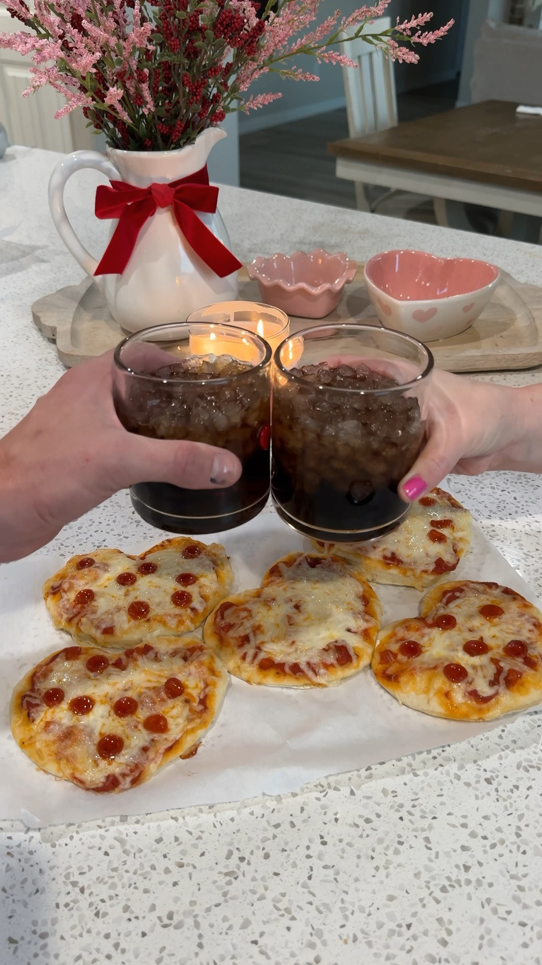 Valentines pizza night 

#datenight #pizza #pizzastone #iconjuiceglass #glass #food #valentines #valentinesdate #familynight #cozyhome 

#LTKValentine #LTKfoodie #LTKHome