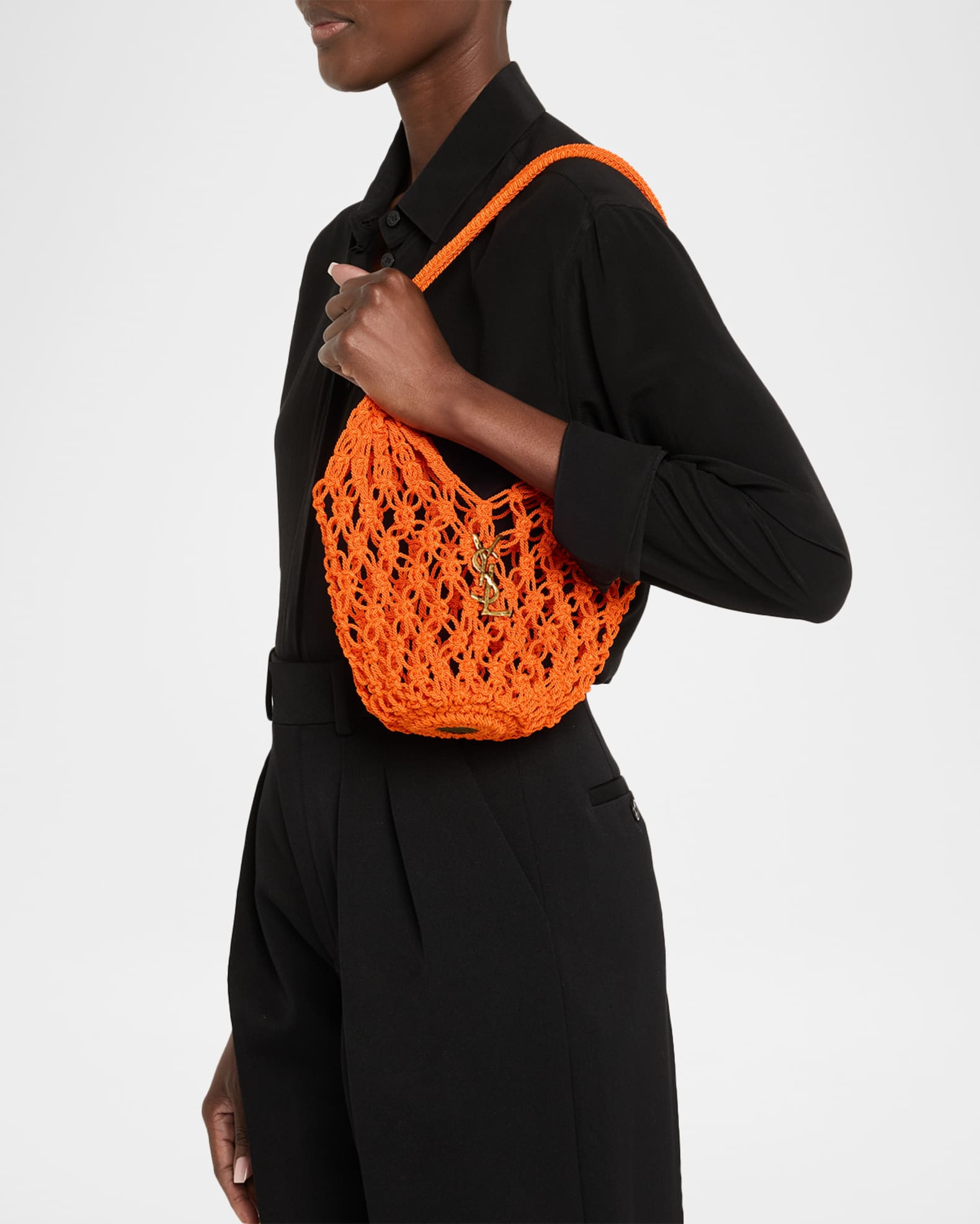 Small YSL Crochet Shopper Tote Bag | Neiman Marcus