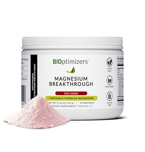 BIOptimizers Magnesium Breakthrough Drink - 8 Forms of Magnesium, Electrolytes, Sleep Health, Stress, Muscle Recovery, Heart Support | Glycinate, Citrate, Malate- Tart Cherry | Amazon (US)