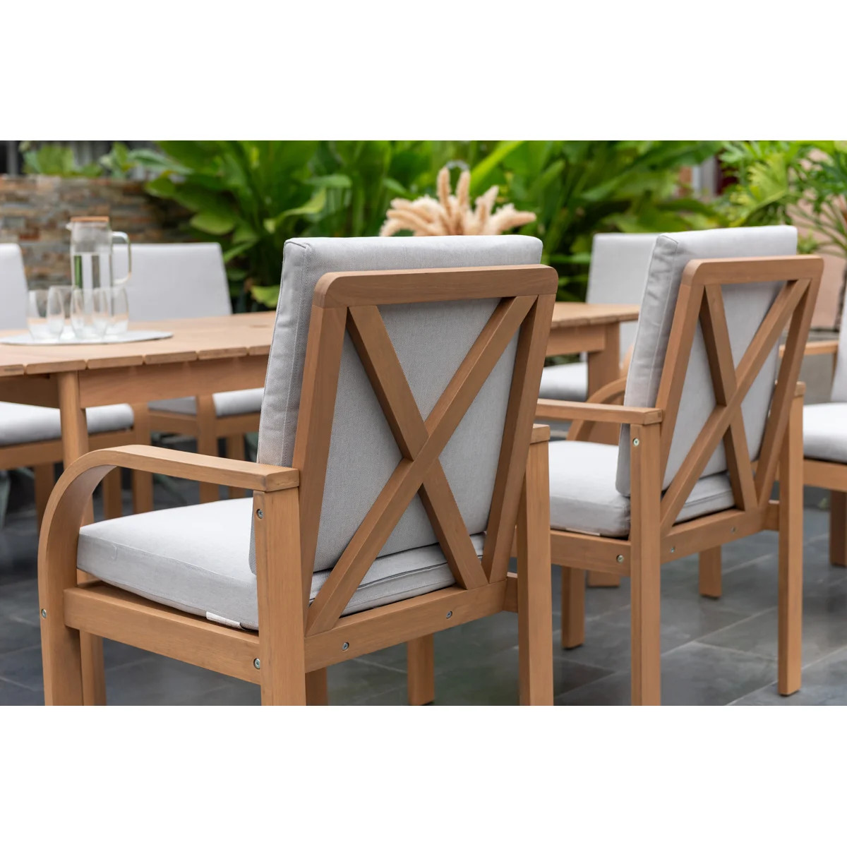 Hermes 9Pc Outdoor Patio FSC Wood Dining Set With Cushions | Wayfair North America