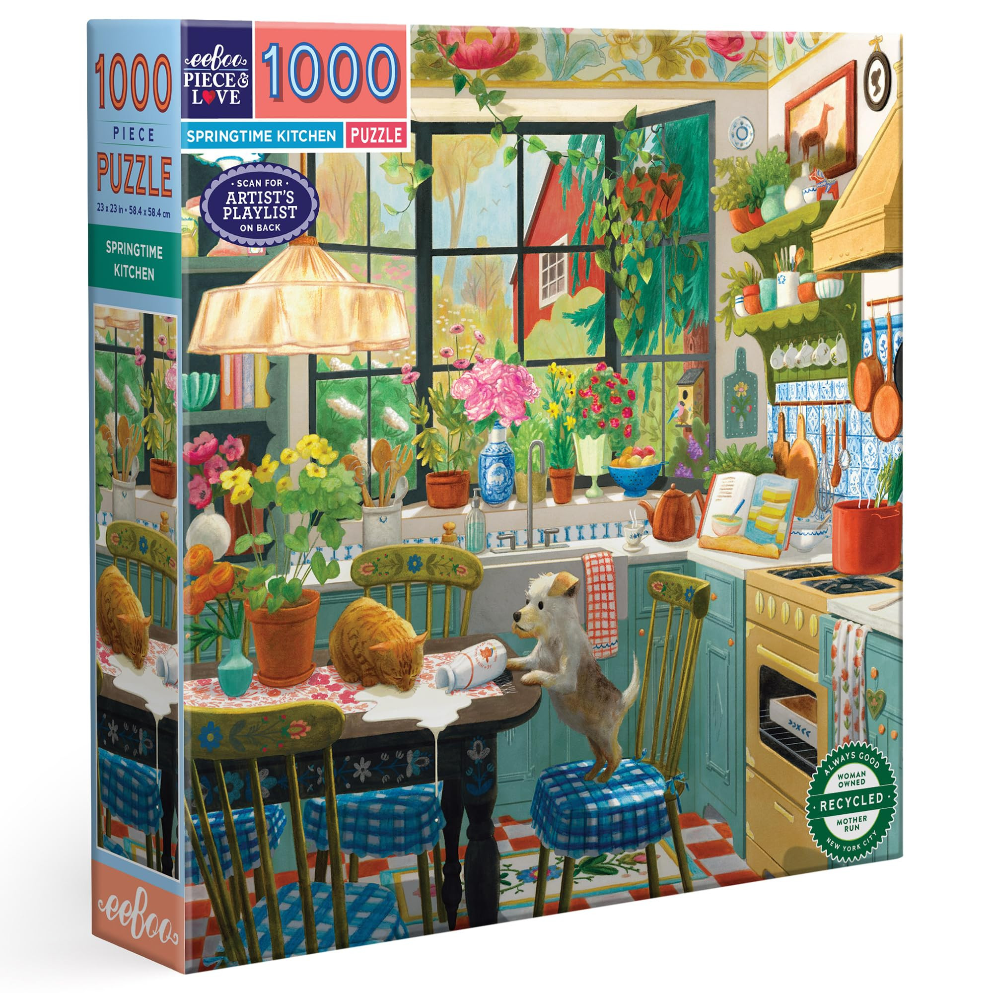 eeBoo Piece & Love: Springtime Kitchen - 1000 Piece Puzzle - Adult Square Jigsaw, 23x23, Includes... | Amazon (US)