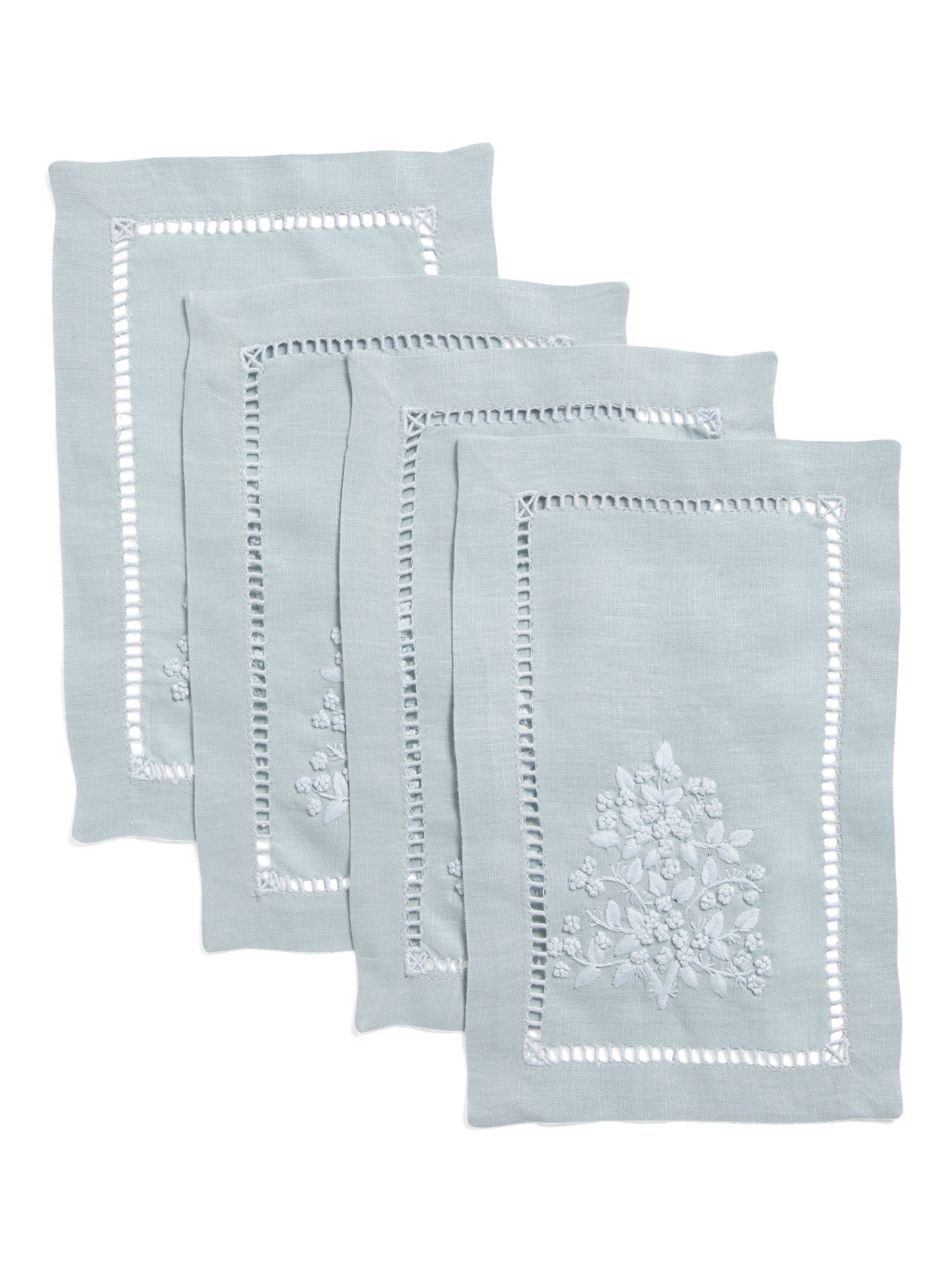 Set Of 4 Linen Jardin Hand Embroidered Cocktail Napkins | Kitchen & Dining Room | Marshalls | Marshalls