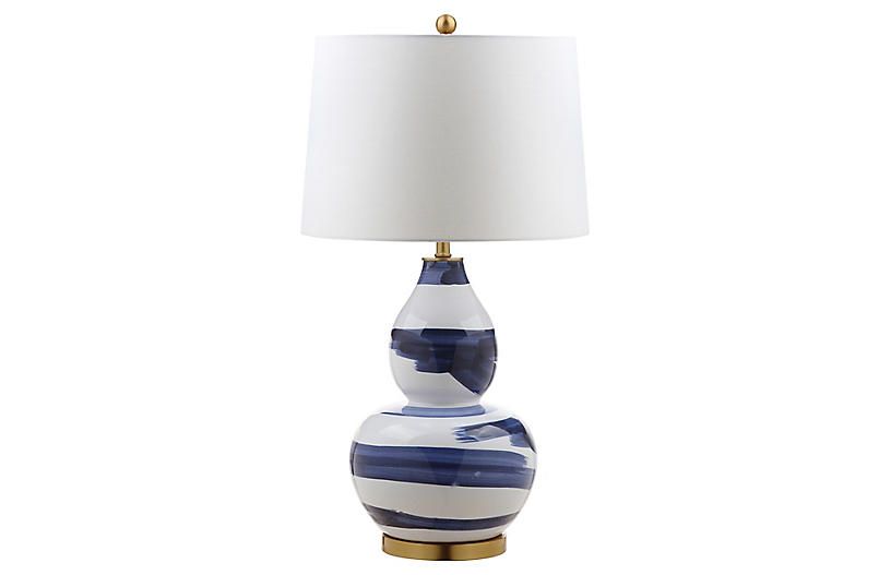 Riley Table Lamp, Blue/White | One Kings Lane