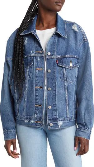 '90s Trucker Distressed Nonstretch Denim Jacket | Nordstrom