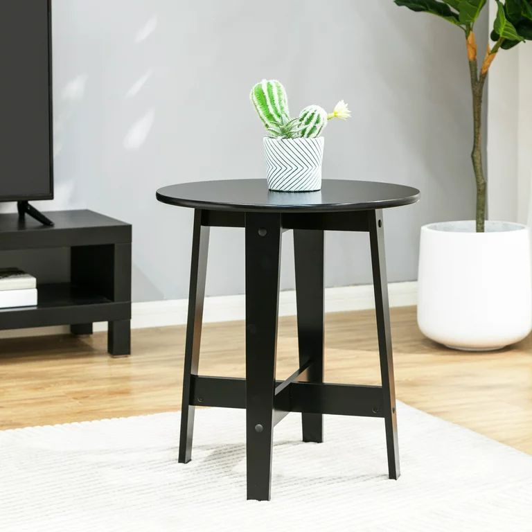 Mainstays Round Wood Side Table, Black, 20.51 x 20.51 x 22 | Walmart (US)
