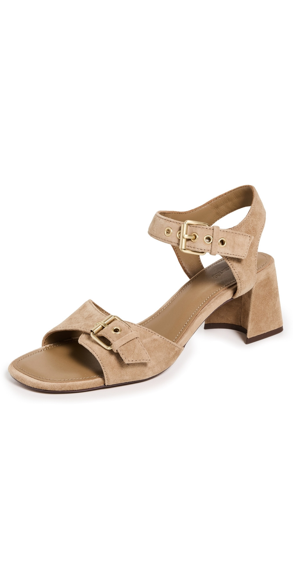 Madewell The Neeka Ankle-Strap Heeled Sandals in Leather Tawny Khaki 9.5 | Shopbop