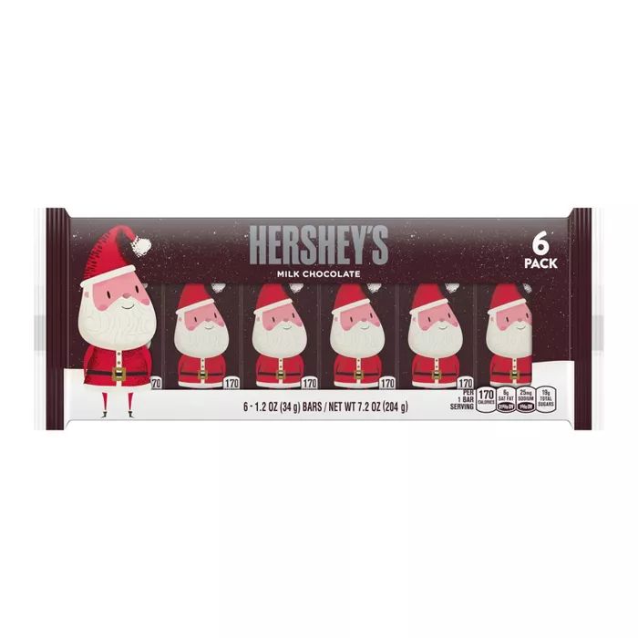 Hershey's Milk Chocolate Santa Bars - 7.2oz/6ct | Target