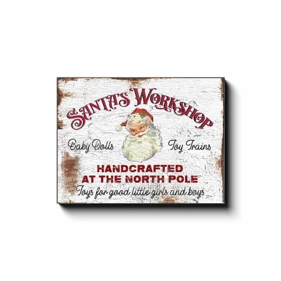 Santa's Workshop Sign Vintage Holiday Decor Vintage | Etsy | Etsy (US)