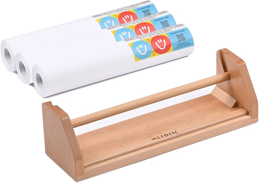 MEEDEN Paper Roll Dispenser with 3 Paper Rolls (12" x 75ft) - Beech Wood Kids Easel, Wooden Table... | Amazon (US)
