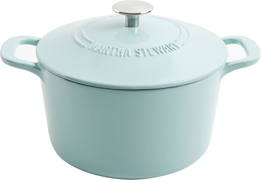 MARTHA STEWART Gatwick 7-Quart Enamel Cast Iron Dutch Oven – Martha Blue – Durable Heavy-Duty... | Amazon (US)