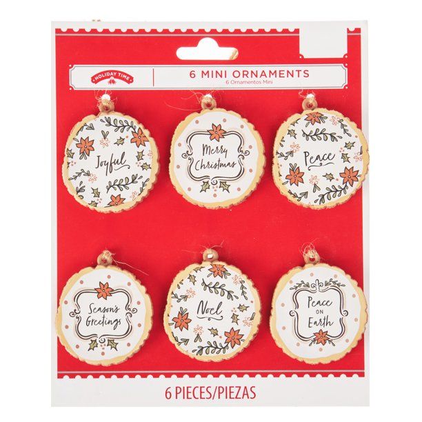 Holiday Time Decorative Word Christmas Ornaments, 6.13", 6 Count | Walmart (US)
