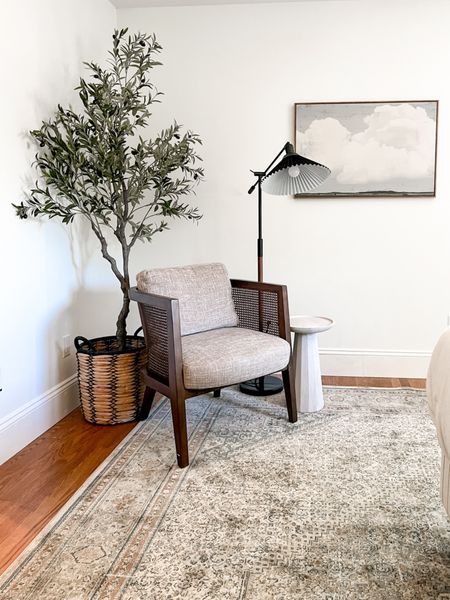 Corner decor, neutral decor, sitting area, bedroom space, area rug, chair, lamp, olive tree

#LTKsalealert #LTKstyletip #LTKhome