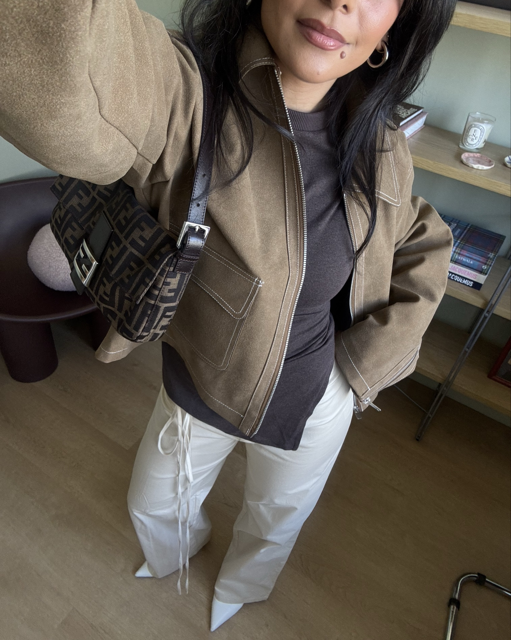 My jacket is NAKD but it’s out of stock. Tagged my tshirt. Pants are really old Tiger Mist & bag is Fendi Zucca Baguette 🤎🤎 

[winter outfits, suede jacket, Australian fashion, outfit ideas, casual outfits]

#LTKaustralia #LTKsale #LTKwinter