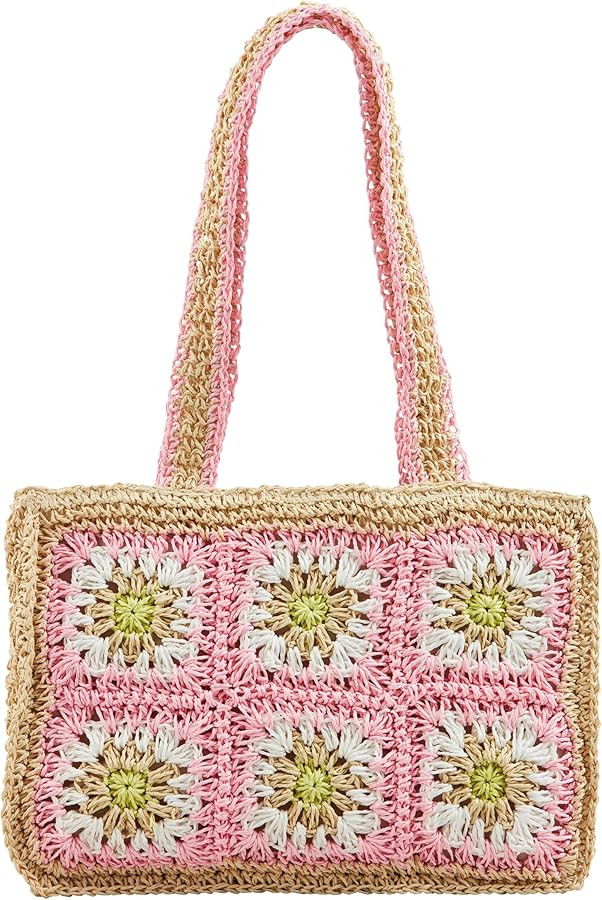 Mud Pie Women's Floral Crochet Mini Tote | Amazon (US)