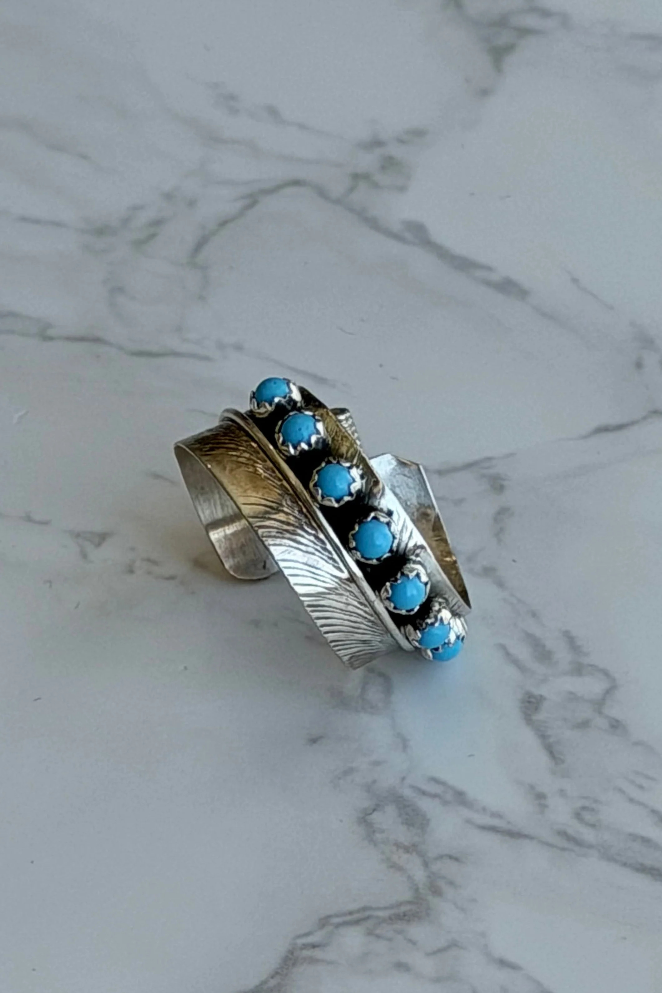 NEW!! "Hadley" Adjustable Kingman Turquoise Ring | Glitzy Bella