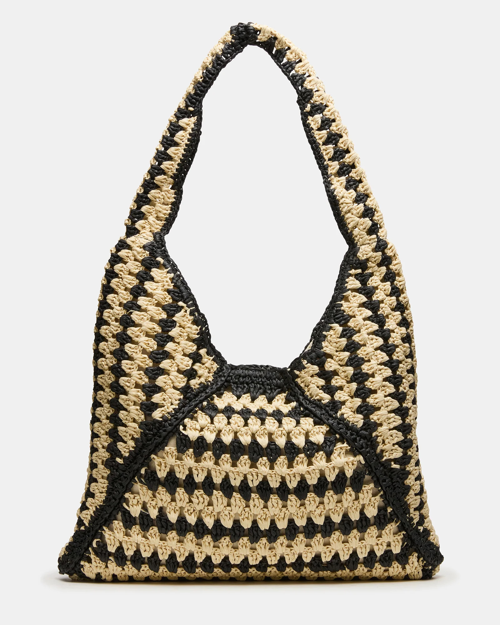 VOODOO Bag Black Linear Line Shoulder Strap Straw Tote Handbag | Steve Madden (US)
