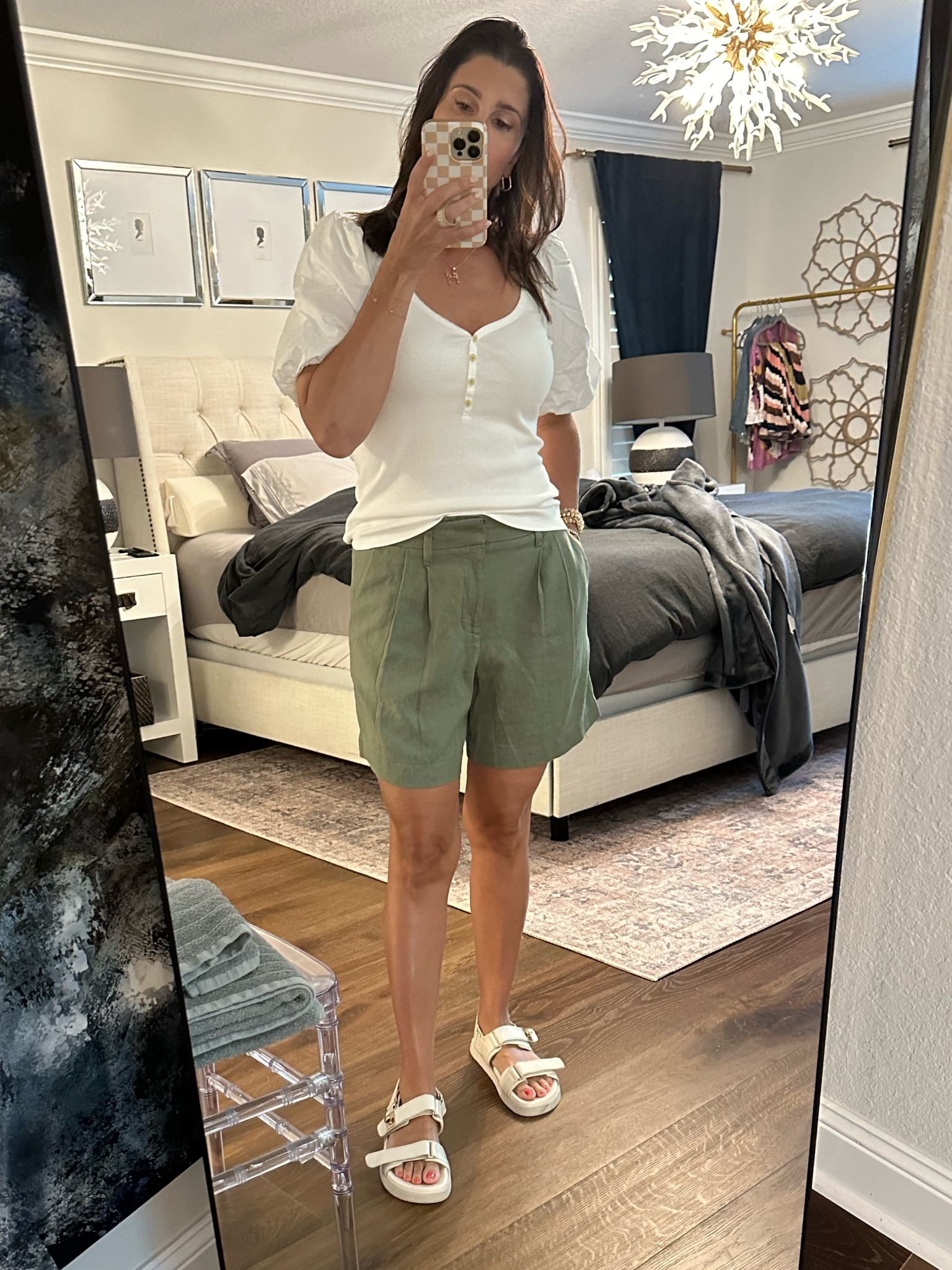 Loving this summer outfit! Wearing medium in shirt and size 4 in shorts. Shoes true to size  

#LTKOver40 #LTKStyleTip #LTKFindsUnder50